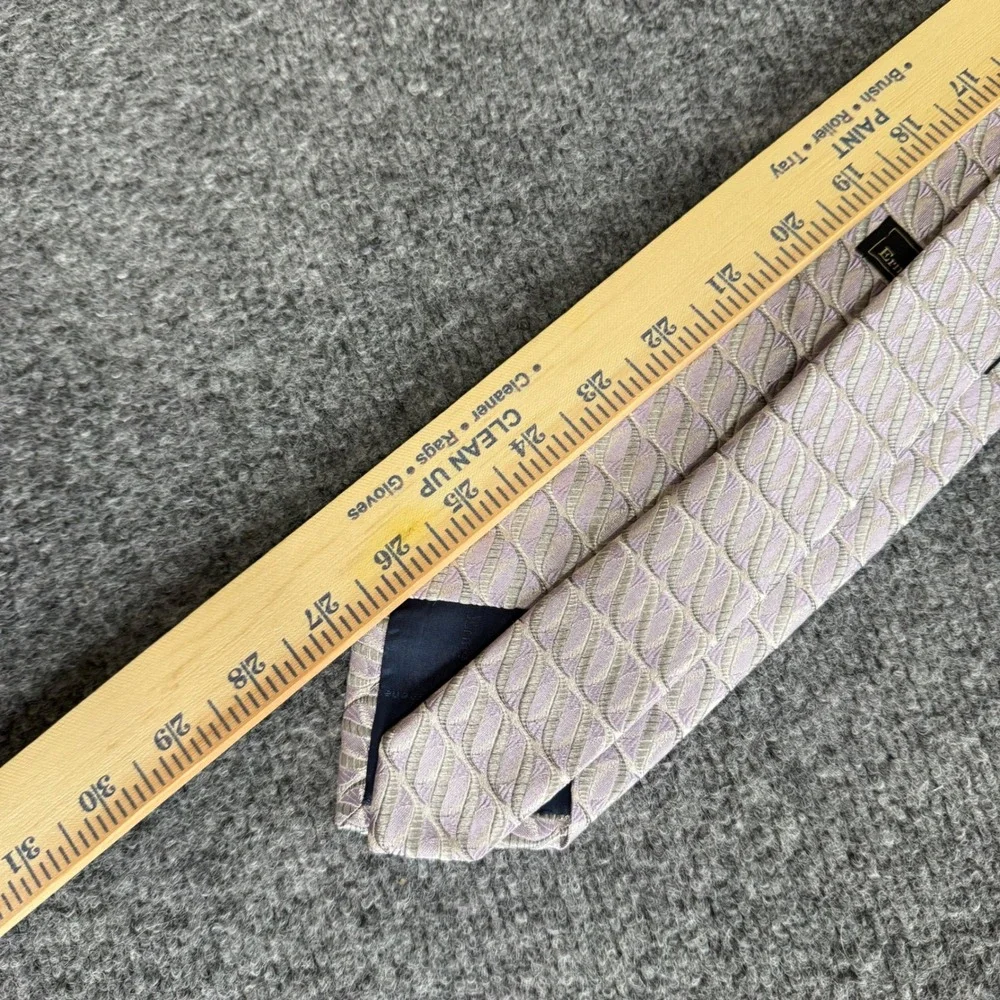 Ermenegildo Zegna Silk Tie Mens Lavender Green Wavy Geometric Made in Italy
